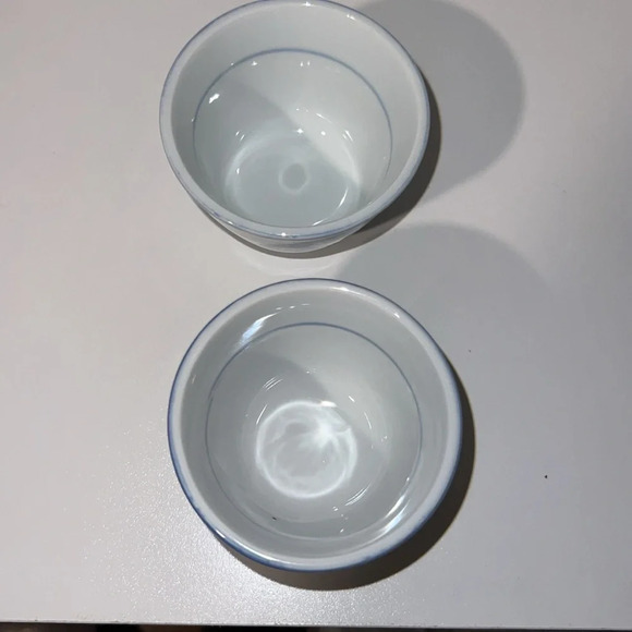 Set of Hand Painted Blue and White Koi Tea Cups - Picture 3 of 4